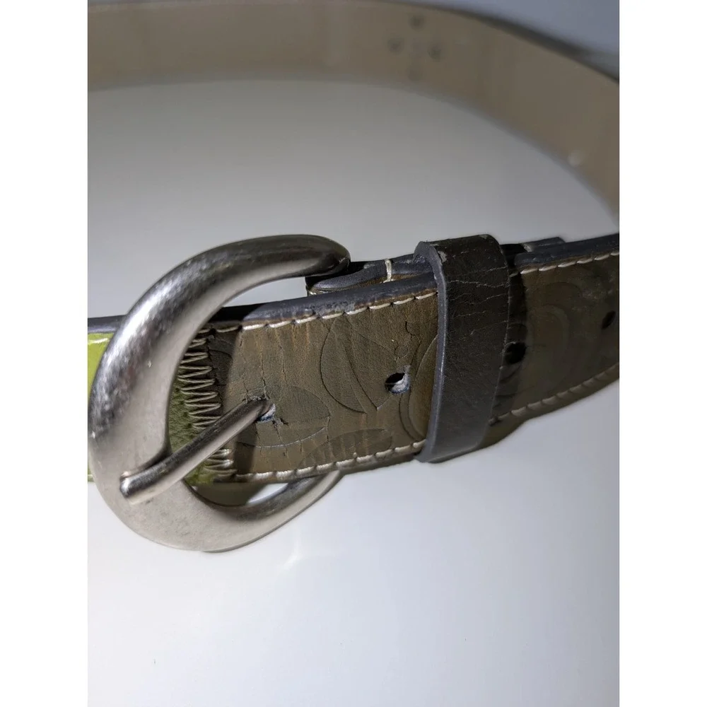 Faux‎ Leather Floral Embroidered Colorful Studded Belt